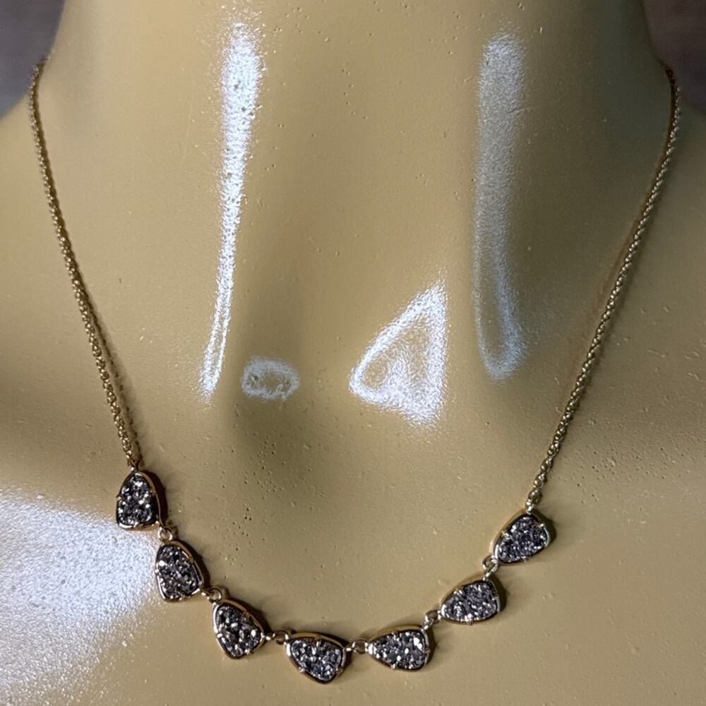 Kendra Scott Susanna Rose Gold Adjustable Length Collar Necklace Sand Drusy